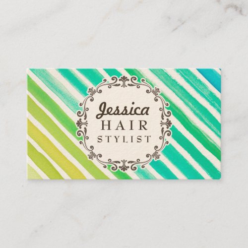 Watercolor Stripes Hair Stylist Appointment Cards Business Card Templates