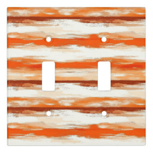 Watercolor Stripes in Coffee and Orange Tones Light Switch Cover