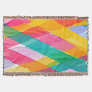 Watercolor stripes motifs 1 throw blanket