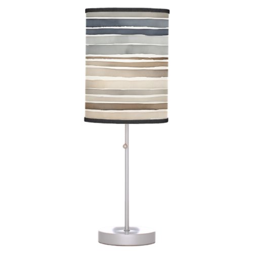 Watercolor Stripes Neutral Colors Table Lamp