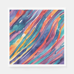 Watercolor Stripes Orange, Pink Blue Green Purple  Napkins