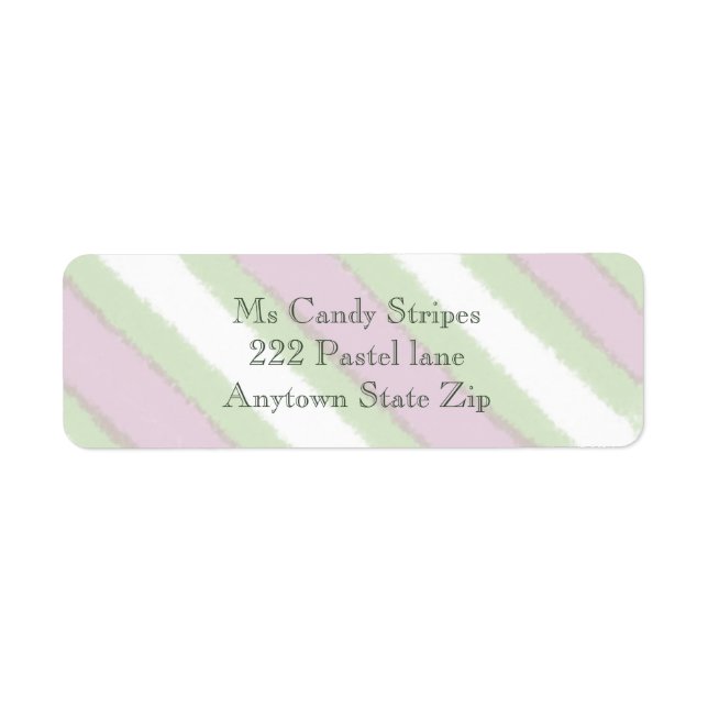 Watercolor Stripes Pattern in Green White and Pink Label (Front)