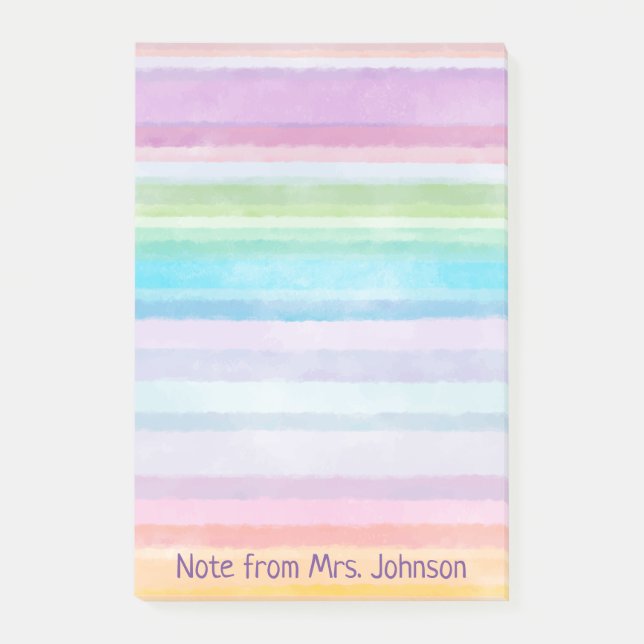 Watercolor Stripes Personalize Notes (Front)