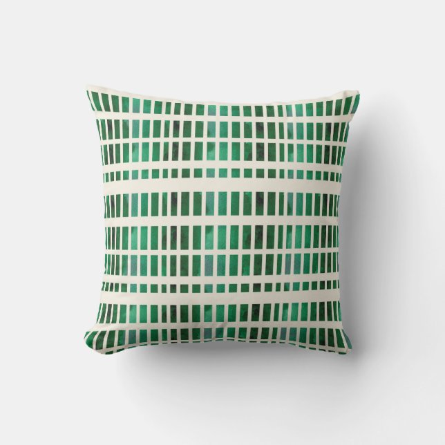 Watercolor Stripes Pillow in Green (Front)