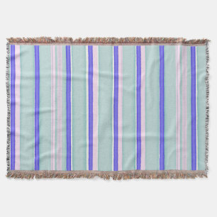 Watercolor stripes pink blue white throw blanket