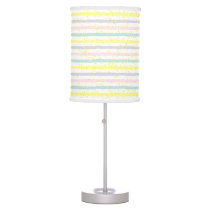 Watercolor Stripes Pink Heart Table Lamp