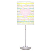 Watercolor Stripes Pink Heart Table Lamp