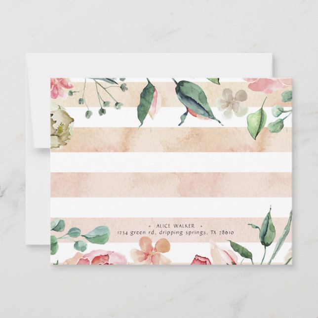 watercolor stripes spring bloom note card (Front)