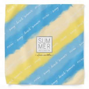 Watercolor Stripes Summer Calligraphy Bandana