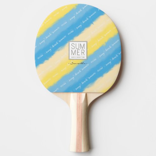 Watercolor Stripes Summer Calligraphy Ping_Pong Paddle