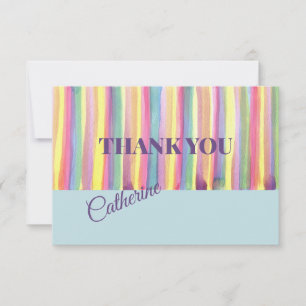 Watercolor Stripes Thank You Card