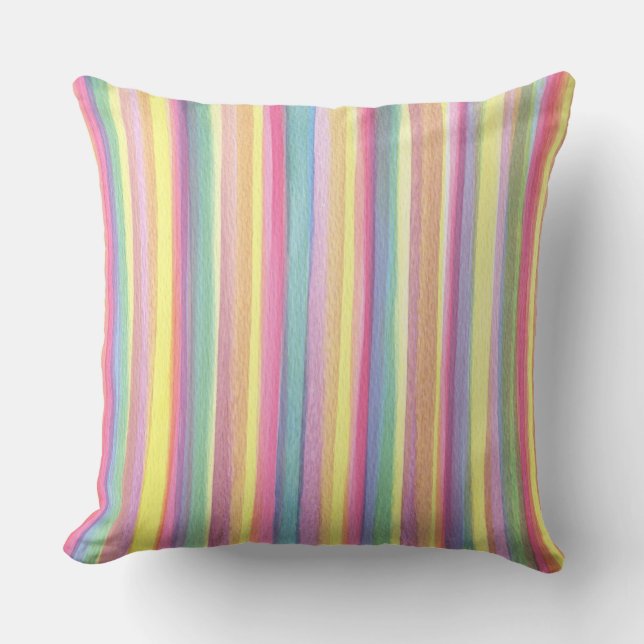Watercolor Stripes Throw Pillow (Front)