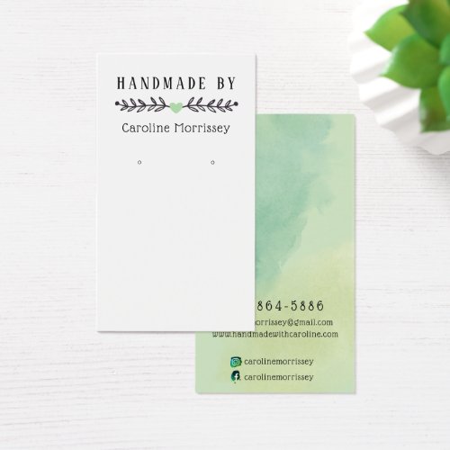 Watercolor Stroke Green Earring Display Card