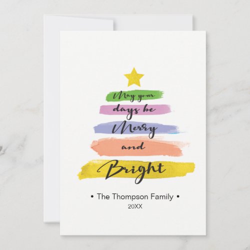 Watercolor Strokes Christmas tree star Card