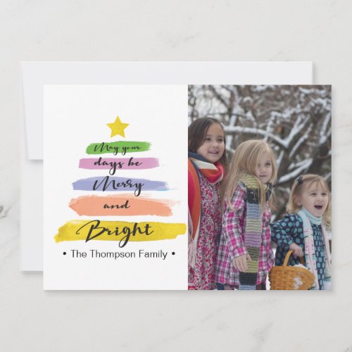Watercolor Strokes Christmas tree star Card