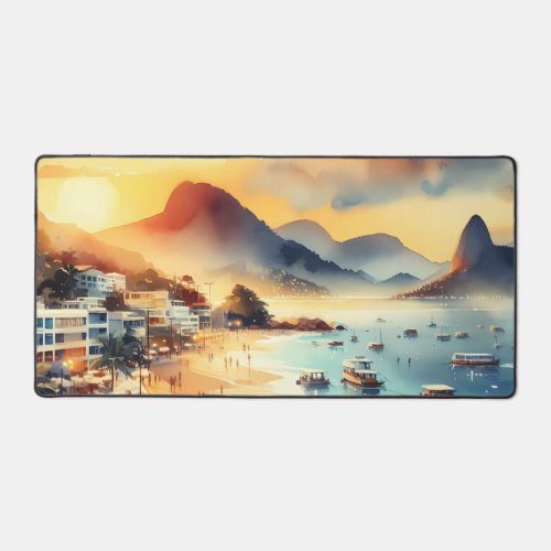 Watercolor Stunning beaches Desk Mat