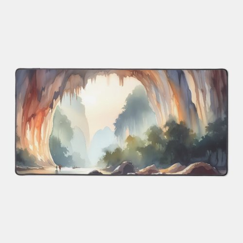 Watercolor Stunning cave Desk Mat