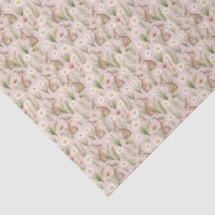 Watercolor Style Bunny and Daisy Pink Baby Tissue Paper