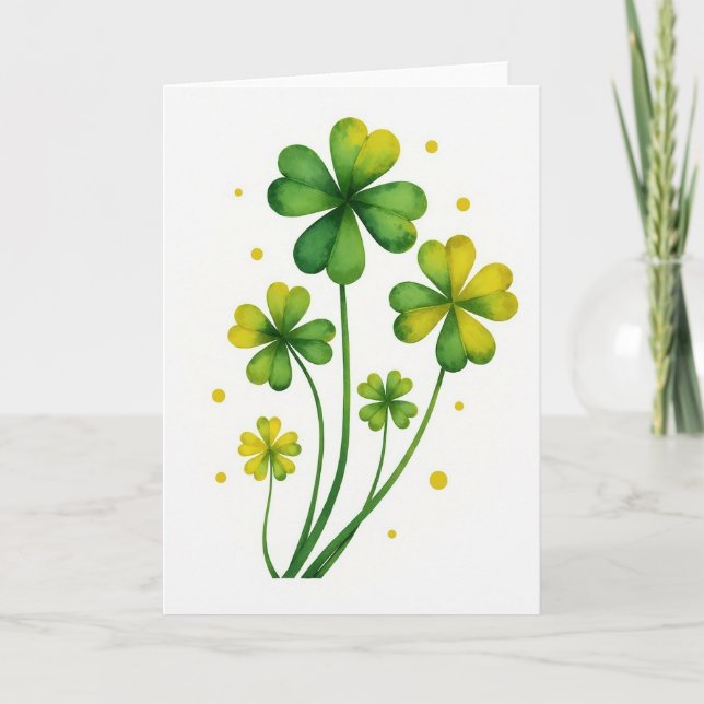 Watercolor Style Clover Card (Front)