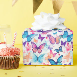 Watercolor Style Colorful Whimsical Butterfly Wrapping Paper