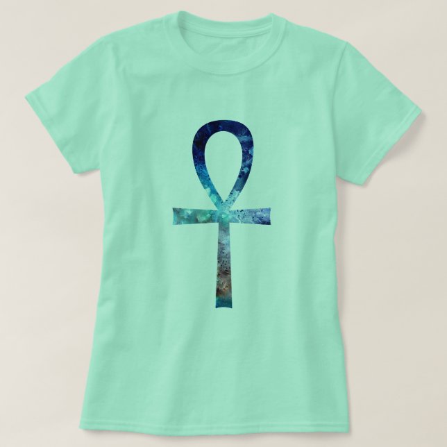 Watercolor Style Egyptian Ankh Art T-Shirt (Design Front)