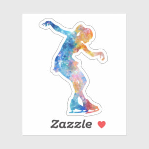 Watercolor Style Ice Skater Sticker