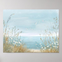 watercolor style illustration beach scene