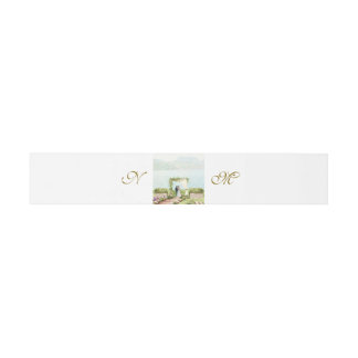 Watercolor style Monogram Invitation Belly Band