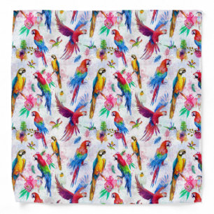 Watercolor Style Parrots Bandana