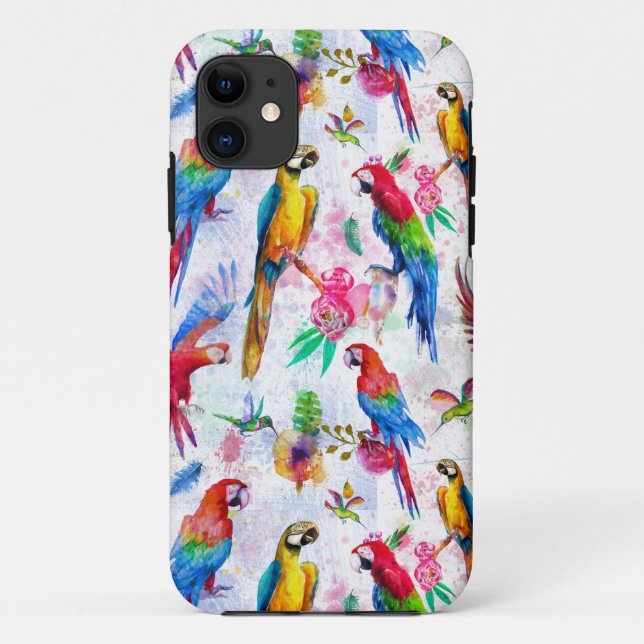 Watercolor Style Parrots Case-Mate iPhone Case (Back)