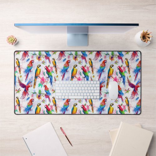 Watercolor Style Parrots Desk Mat