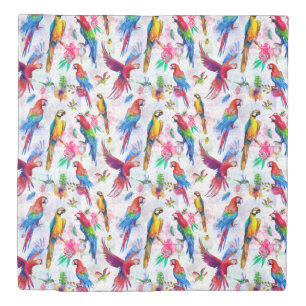Watercolor Style Parrots Duvet Cover