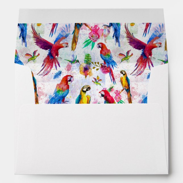 Watercolor Style Parrots Envelope (Back (Bottom))