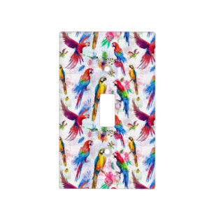 Watercolor Style Parrots Light Switch Cover