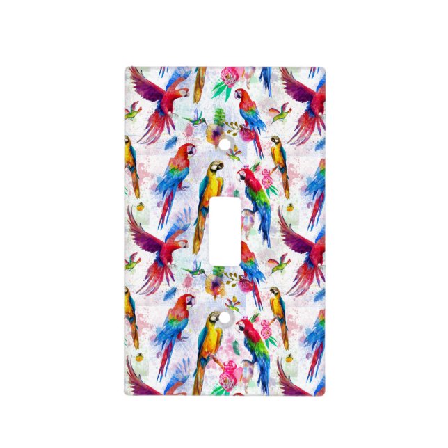 Watercolor Style Parrots Light Switch Cover (Front)