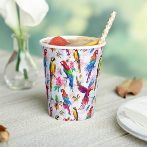 Watercolor Style Parrots Paper Cups