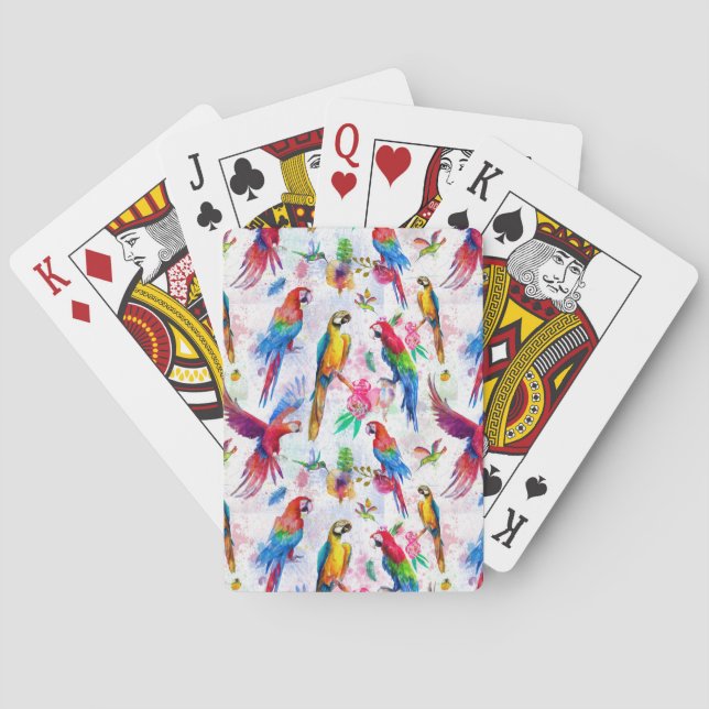 Watercolor Style Parrots Poker Cards (Back)