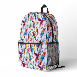 Watercolor Style Parrots Printed Backpack