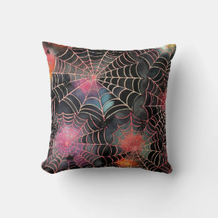 Watercolor Style Spiderweb Square Throw Pillow