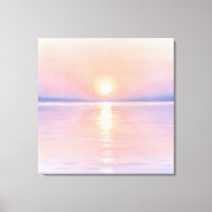 Watercolor Style Sun - Seascape Art Canvas Print