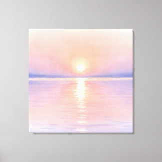 Watercolor Style Sun - Seascape Art Canvas Print