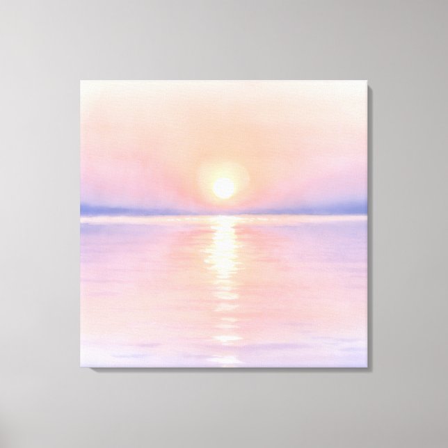 Watercolor Style Sun - Seascape Art Canvas Print (Front)