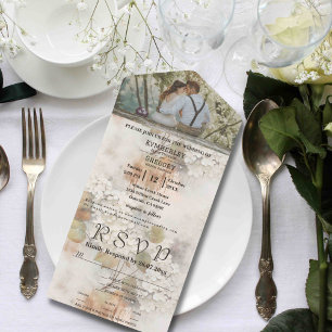 Watercolor Style White Hydrangea Photo Email All In One Invitation