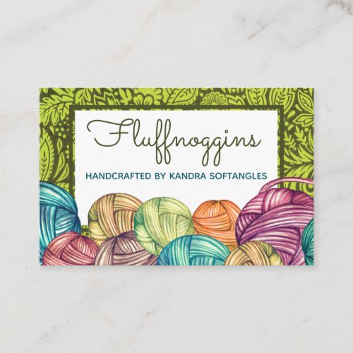 Watercolor style yarn knitting crochet homespun bu business card