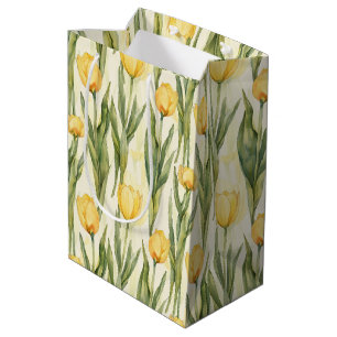 Watercolor Style Yellow Tulips All-over Print Medium Gift Bag