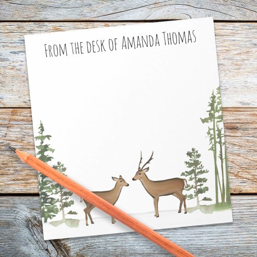 watercolor stylish woodland deer notepad