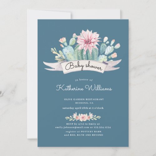 watercolor succulent baby shower invitation