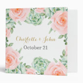 Watercolor Succulent Blush Floral Elegant Wedding Binder (Front/Inside)