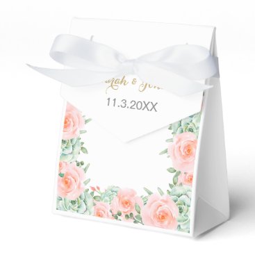 Watercolor Succulent Blush Floral Elegant Wedding Favor Boxes