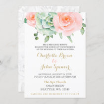 Watercolor Succulent Blush Floral Elegant Wedding Invitation